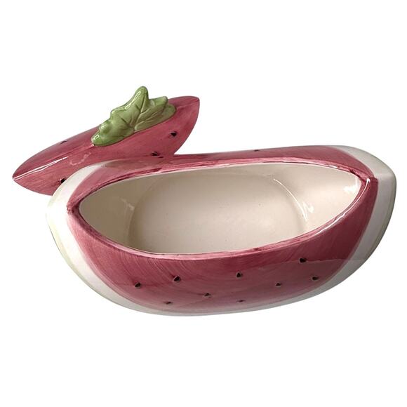 VTG Watermelon Slice COOKIE JAR Canister Container Susan Winget Certified Intern - Picture 9 of 11